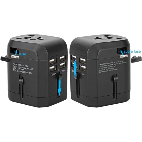 Universell USB-strømadapter, reise-AC-adapter vegglader, bærbar Quad-strømadapter, 3,5A smart ladeportplugg
