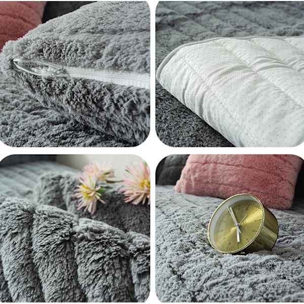 Modern enkel plysch soffa kudde, universell all-inclusive varm tjock soffa överdrag, tatami fönsterkarm kudde(Grå, 70*210)