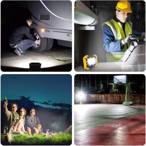 1 stk. LED Floodlight Batteri Sikkerhedslys med 3 Tilstande Camping