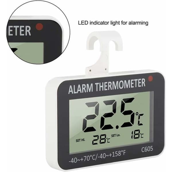 Stor Skärm Elektronisk KylskåpsTermometer KylskåpsTermometer Mätintervall -40°C till 100°F Lämplig för