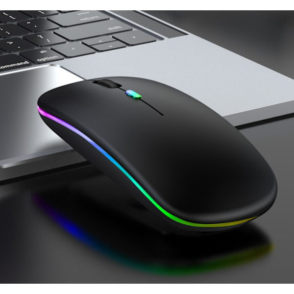Farverig lysende lydløs opladning dual-mode mus Bluetooth 5.0 trådløs opladningsmus (to modeller sort lysende lydløs trådløs opladning dual-mode)
