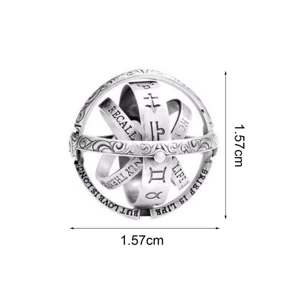 Luova hieno käsityö taittuva kosminen tähtitieteellinen pallo rengas muoti koruja treffailuun Silver 9
