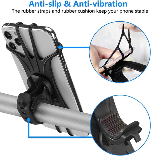2-pack Cykeltelefonhållare, Universell Silikonstyre Cykel