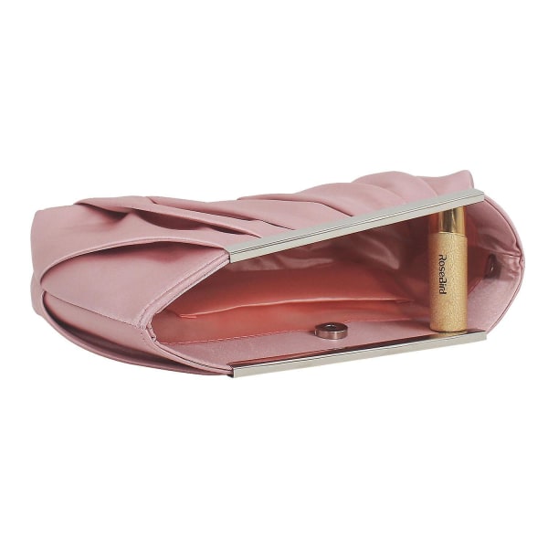 Clutch Aftenspose Elegant Plisseret Satin Formel Håndtaske Enkel Elegant Pung Til Kvinder A916-931 Pink