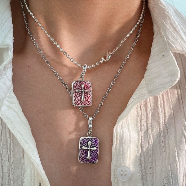 Halsband 925 Silversmycken Cross Fashion Jewelry Ac8213 C351