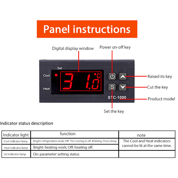 Elektronisk digitalt display klækning akvarium termostat, controller (110-220V)