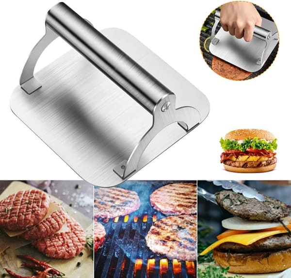 1 hamburgerpress i rostfritt stål, manuell köttpress