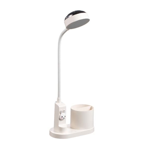 Hvit, Skrivebordslampe for barn, Studielampe med pennholder