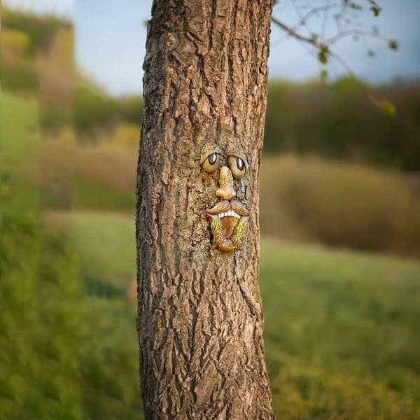 Bark Face Tree Monster Ansiktsfunksjoner Hagepynt Halloween Hagepynt Egnet For Hagegårder,
