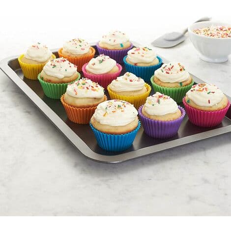 12 stk/sæt Silikone Kageform Rund Form Muffin Cupcake Bageforme Køkken Bageudstyr DIY Kagepynt Værktøj