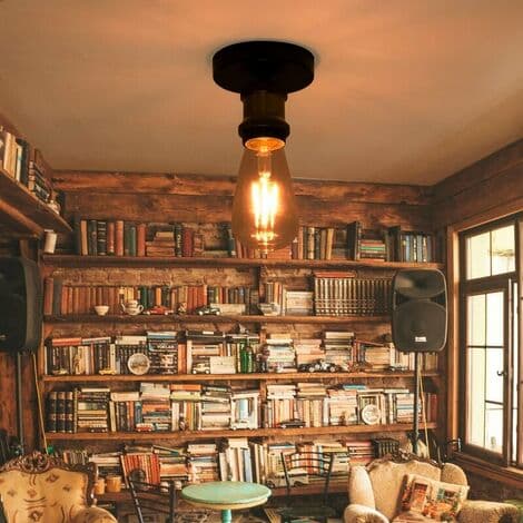 2 stk. Retro industriel stil metal loftlampe E27 til soveværelsesbelysning stuelampe, messing - messing