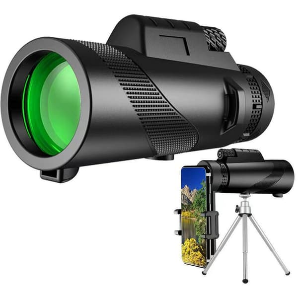 Kompakt 40x60 HD-kikkert monokulær, høyeffektskikkert, 10-12x zoomteleskop, dag- og nattsyn, dobbeltfokusprisme, for C