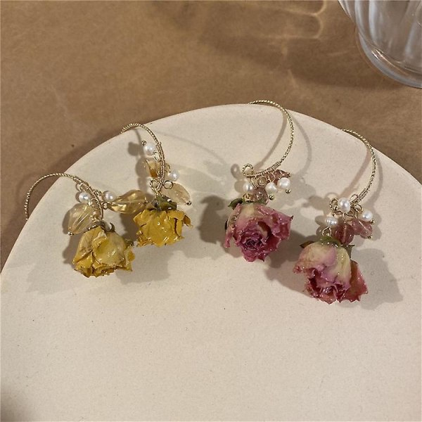 Øreringe Pearl Flower Stud Fashion smykker B2319 yellow