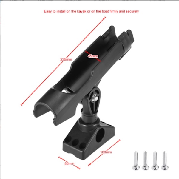 Fiskebåd Justerbar Fiske Stang Holder Kajak Fiske Stang Holder Holder 360 Graders Roterbar, Model: Sort,