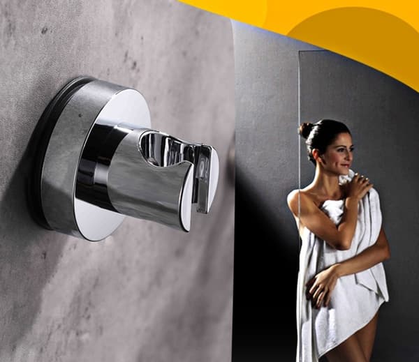 Brushed Showerholder uden boring - Sugskovsbase (Børstet)