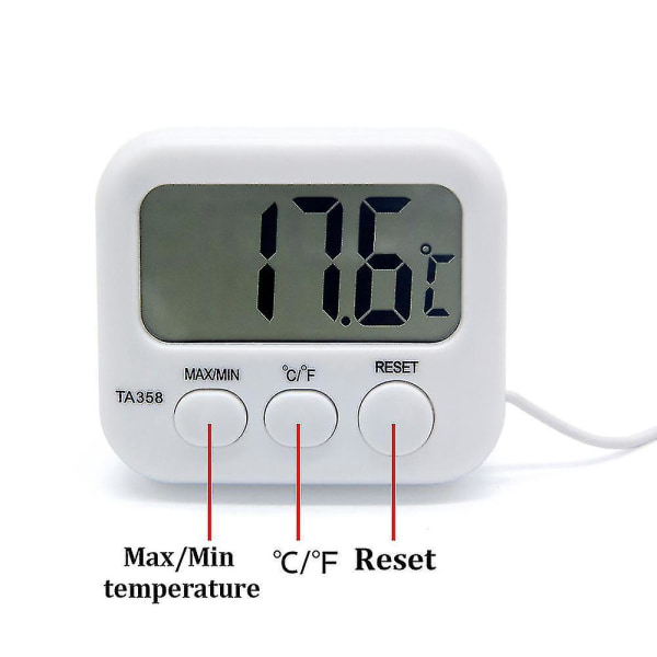 Kylskåp Akvarium Kök Elektronisk Lcd Max-min termometer Digital termotemperaturmätare med sondsensorkabel
