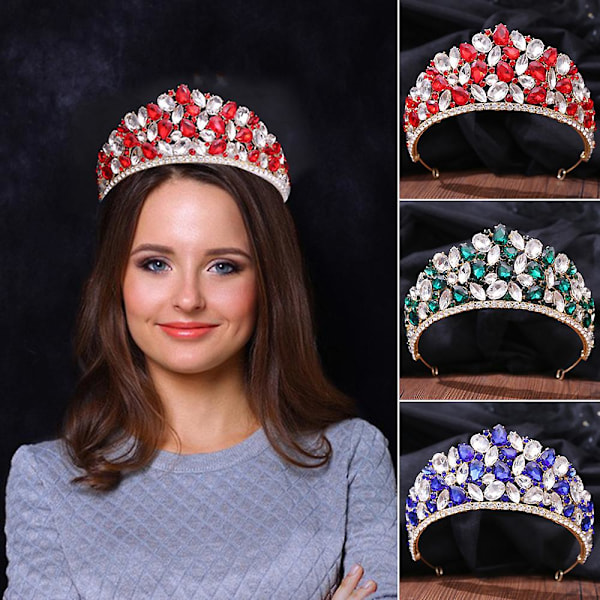 Rhinestone-kruunu silmiinpistävällä muotoilulla - Upea hiuspanta naisille Green