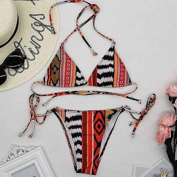 Naisten Seksikäs Brasilialainen Bikinin Setti Uimapuku Push Up Uimapuvut Sivusolmi Beachwear L