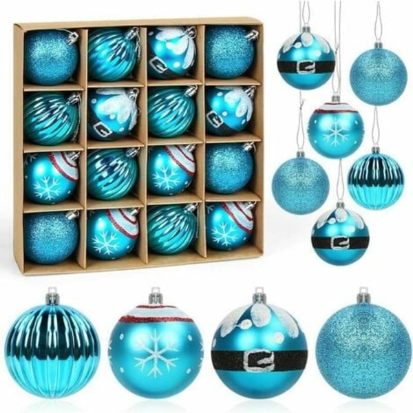 Set med 16 julkulor - Färg: blå, 6cm LYCXAMES