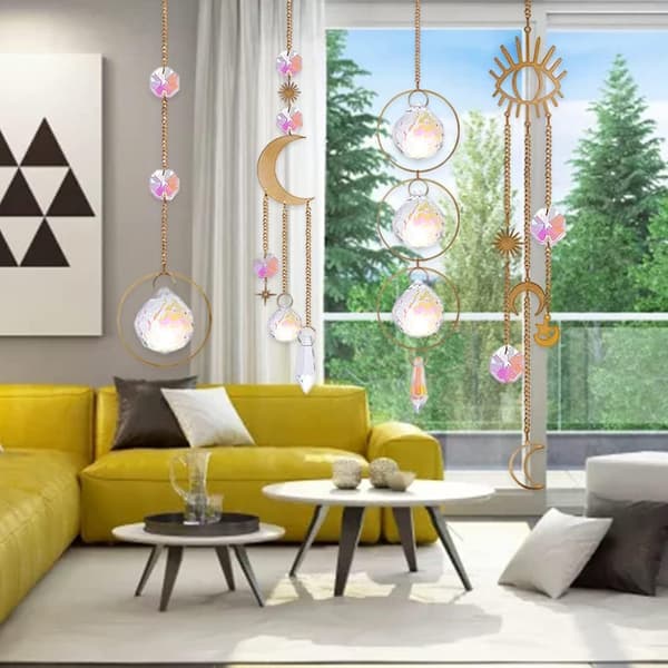 4 stk. krystal solfanger, solfanger krystal vedhæng ornament,