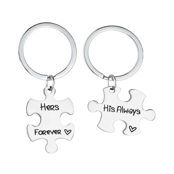 2 st/ set Silver Par Nyckelringar Creative Key Chain Gift Puzzle Nyckelringar För älskare Födelsedag