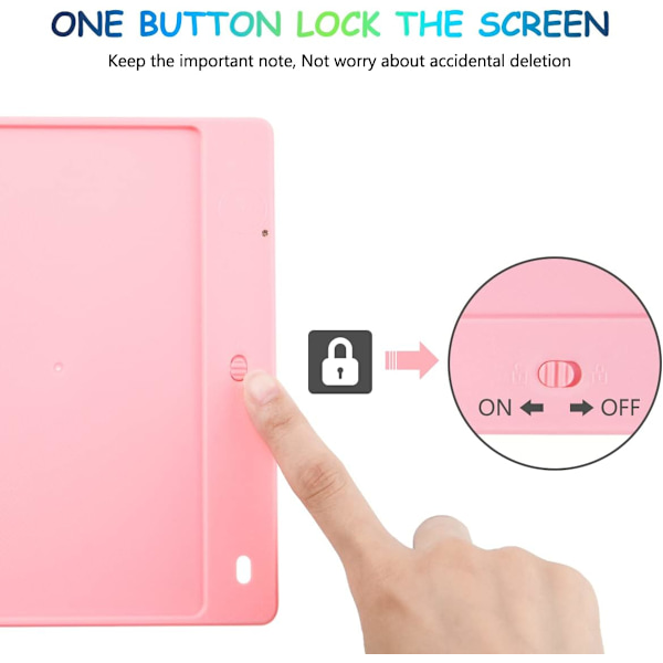 (Pink) Farverig LCD skrivetablet, 10 tommer tegnetablet til børn