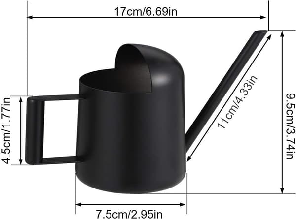 300ML Vandkande i Metal med Lang Tud - Rustfrit Stål (Sort)