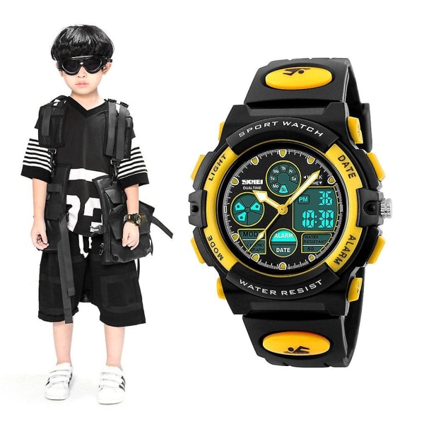 Mode Barn Smart Watch Led Display Digital Armbandsur Vattentät Gul