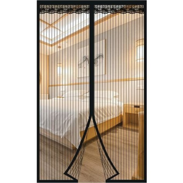 Magnetic Mosquito Net for Door, Top to Bottom Magnetic Seal, Automatic Closing, Keeps Fresh Air Inside (95x220cm, Black