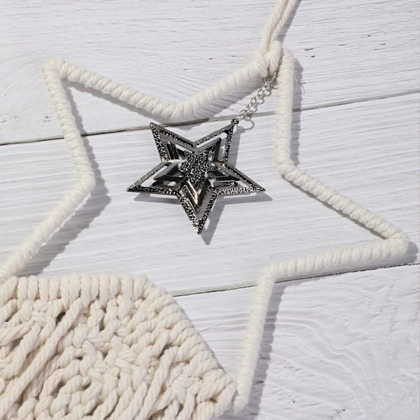 Nice Dream Macrame Drømmefanger, Stor Vævet Fjer Væg