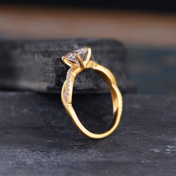 Elegant Damring med Fullt Inlagt Kubisk Zirkonia för Kvinnor - Bröllopsjuveler Rose Gold US 11