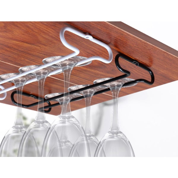Moderne og enkel vinglasholder, smedejerns omvendt vinglasholder, hængende kopholder, vinglasholder (hvid),