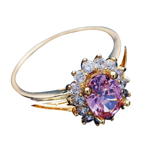 Bryllupsring Fint Håndværk Smykke Gave Kvinder Elegant Rhinestone Finger Ring Til Galla Purple Size 9