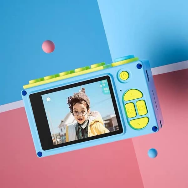 (Blå) Barn Digitalkamera, Minikamera med TF-kort/4X Digital