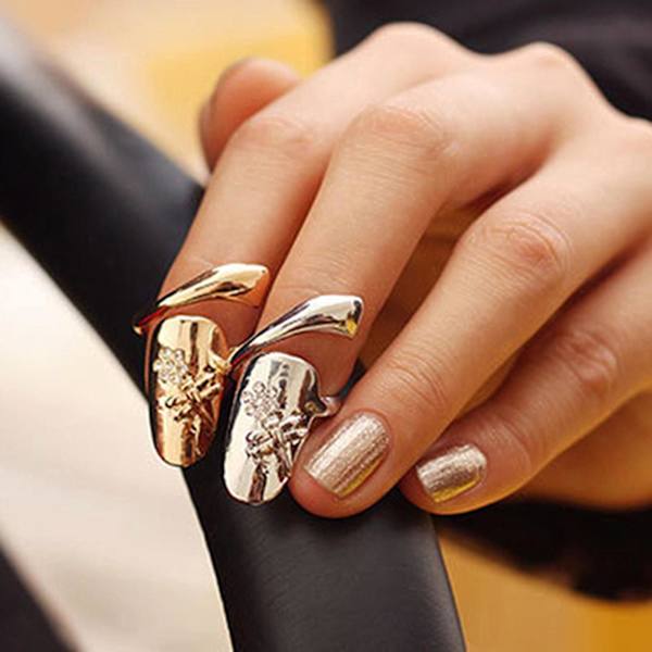 1 stk Fingernegl Ring Polering Rhinestone Legering Legering Fingernegle Ring Til Fest Silver