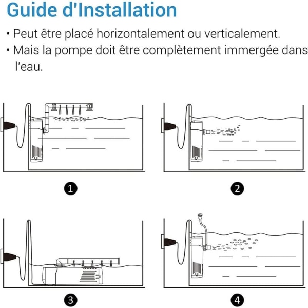 Akvarium internt filter med 3 ------W 200L/H flödesvattenpump, internt filter för sötvattensakvarium upp till 40L