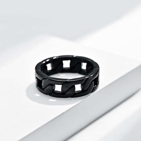 Parring Kubansk Länk Hip Hop Herr Dam Cool Ljus Glans Finger Ring Smycken Gåvor Black US 10