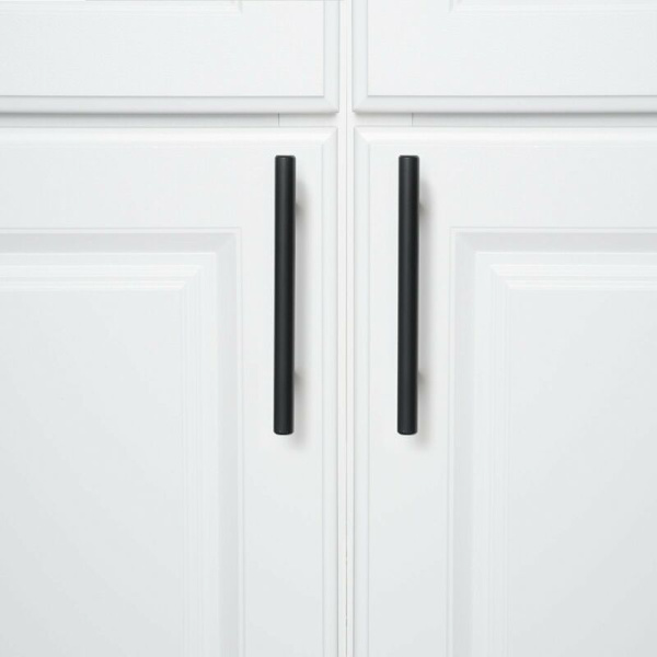Husholdnings rustfrit stål T-greb (diameter 10 * længde 200 huller afstand 128mm sort 10 stk) Universal køkkenskab
