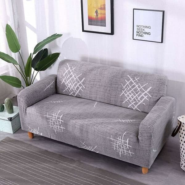 Stretch Sofa Cover Universal Elastisk Sofa Cover Fitted Sofa Protector (Mørk Grå, 2 Seater)