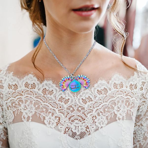 Solroshänge Halsband Du är mitt solsken Graverad Hänge Halsband Jubileums Smycken Med Ask Silver