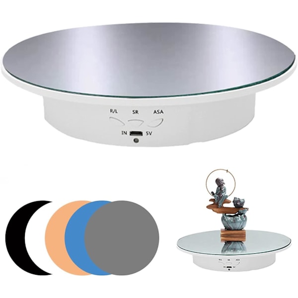 Motoriseret Display Til Elektrisk Drejeskive 90-180-360 Grader, Belastning 8 Kg, Diameter 20 Cm, Med 5 Pvc-Bunde (Hvid)
