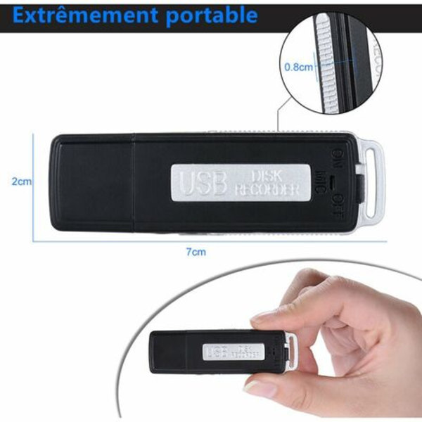 Bærbar 8GB USB-disk lyd- og stemmeopptaker