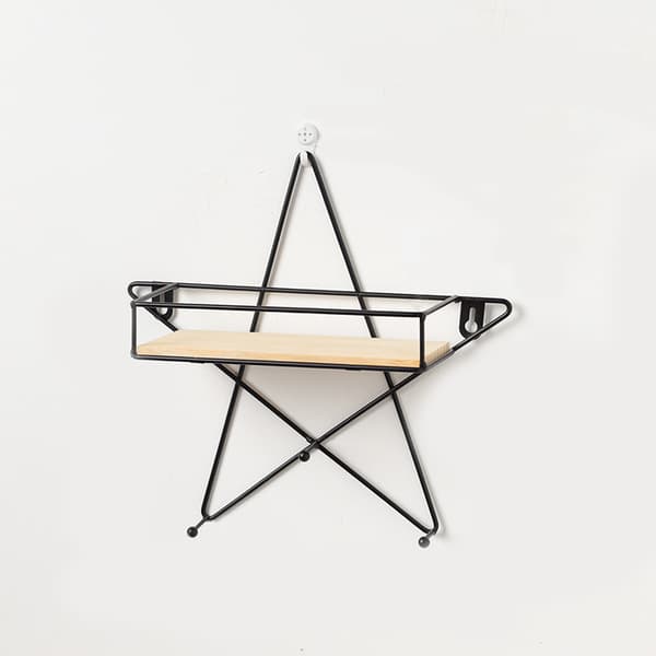 Pentagram Hængende No-Punch Vægshelf - Sort 28*9*28cm