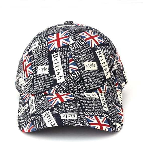 1 stk. britisk flag baseballkasket, foldbar solhat