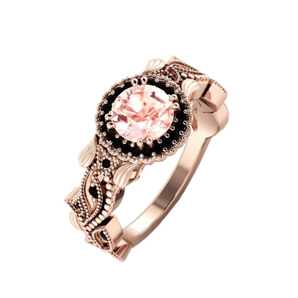 2 stk/sett Mote Blomst Blad Rhinestone Kvinner Bryllup Ring Smykker Tilbehør Rose Gold US 8