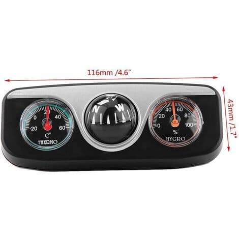 in 1 Dash Bil Lastebil Rattsmontert Navigasjon Kompass Termometer Hygrometer