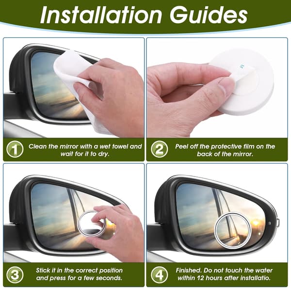 4 stk (Hvit) Thinp Blind Spot Bilspeil, 360° Justerbar