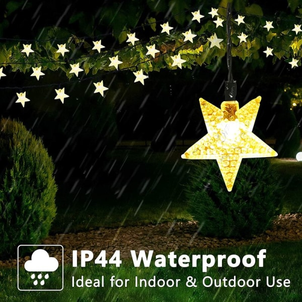 Star Solar String Lights, 39ft 100 LED Solcellelys Udendørs, 8 Tilstande Stjerneblinkende Lys Vandafvisende Solcellelys w