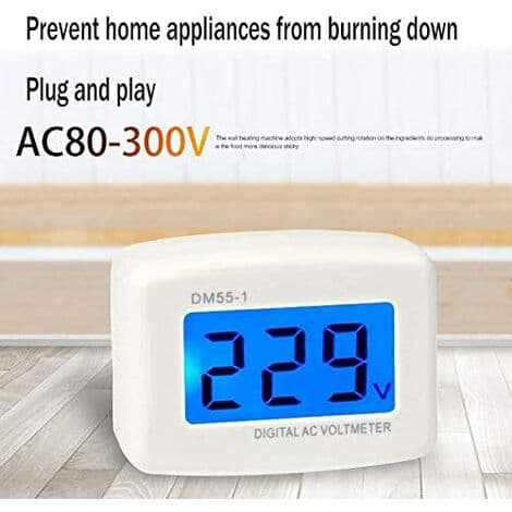220V Blå Baggrundsbelyst Digital LCD Voltmeter Panel Spændingstester EU Stik DM55-1 AC 80-300V