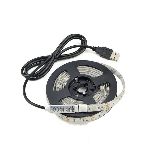 LED Farverig Lysstrimmel USB Farve Baggrundslysstrimmel (2 Meter + Controller + 24 Taster Fjernbetjening)